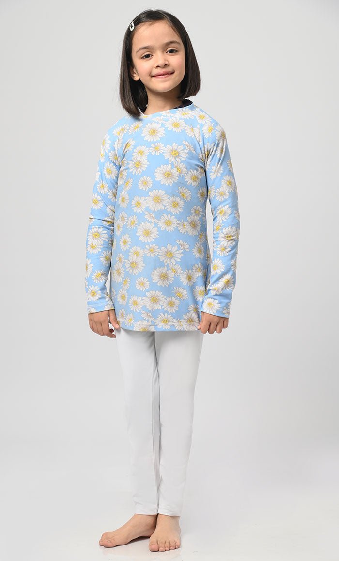 Modest Floral Printed Girl's Swimsuit - 2Pc Set - EastEssence.com