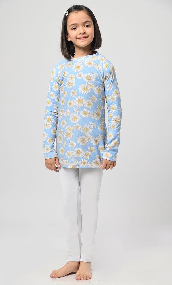 Modest Floral Printed Girl's Swimsuit - 2Pc Set - EastEssence.com