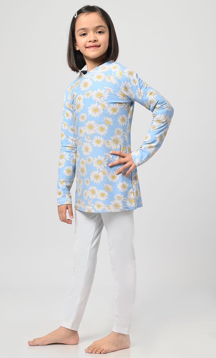 Modest Floral Printed Girl's Swimsuit - 2Pc Set - EastEssence.com