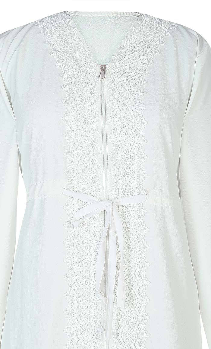 Modest Front Buttons Detailing Light Weight Crushed Fabric Hajj / Umrah Abaya - EastEssence.com