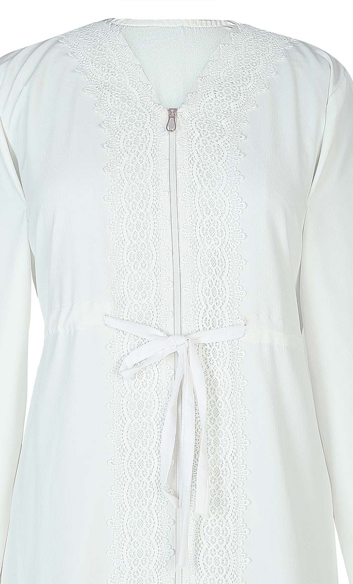 Modest Front Buttons Detailing Light Weight Crushed Fabric Hajj / Umrah Abaya - EastEssence.com