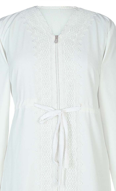 Modest Front Buttons Detailing Light Weight Crushed Fabric Hajj / Umrah Abaya - EastEssence.com