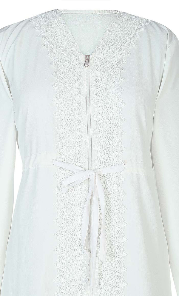 Modest Front Buttons Detailing Light Weight Crushed Fabric Hajj / Umrah Abaya - EastEssence.com