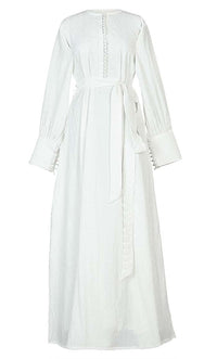 Modest Front Buttons Detailing Light Weight Crushed Fabric Hajj / Umrah Abaya - EastEssence.com