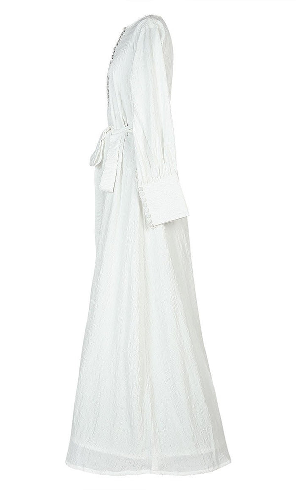 Modest Front Buttons Detailing Light Weight Crushed Fabric Hajj / Umrah Abaya - EastEssence.com