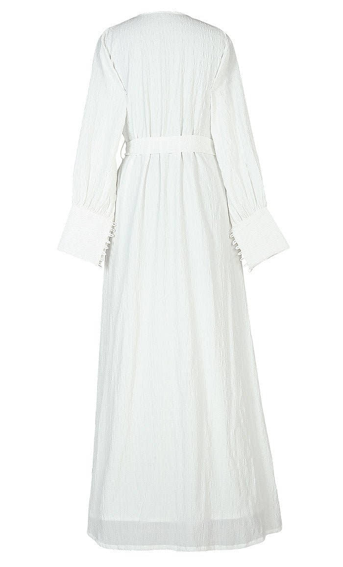 Modest Front Buttons Detailing Light Weight Crushed Fabric Hajj / Umrah Abaya - EastEssence.com