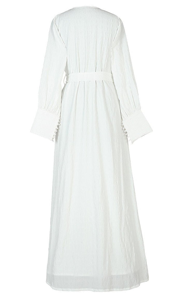 Modest Front Buttons Detailing Light Weight Crushed Fabric Hajj / Umrah Abaya - EastEssence.com