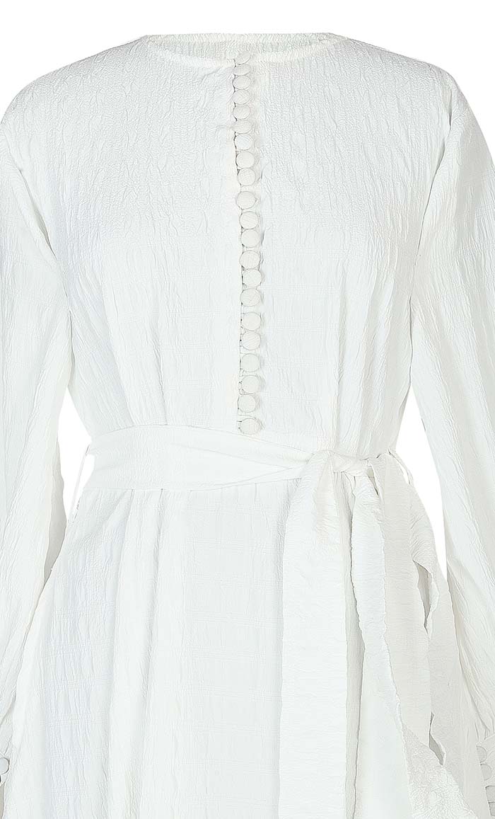 Modest Front Buttons Detailing Light Weight Crushed Fabric Hajj / Umrah Abaya - EastEssence.com