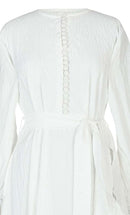 Modest Front Buttons Detailing Light Weight Crushed Fabric Hajj / Umrah Abaya - EastEssence.com