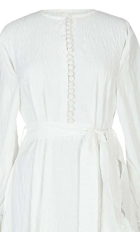 Modest Front Buttons Detailing Light Weight Crushed Fabric Hajj / Umrah Abaya - EastEssence.com