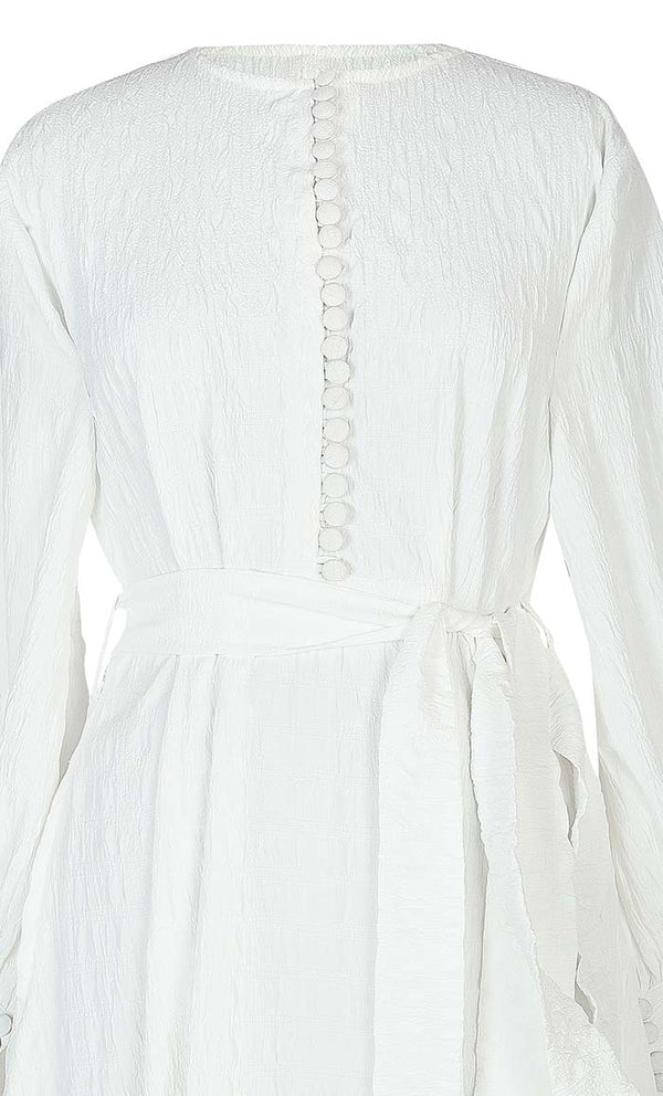 Modest Front Buttons Detailing Light Weight Crushed Fabric Hajj / Umrah Abaya - EastEssence.com