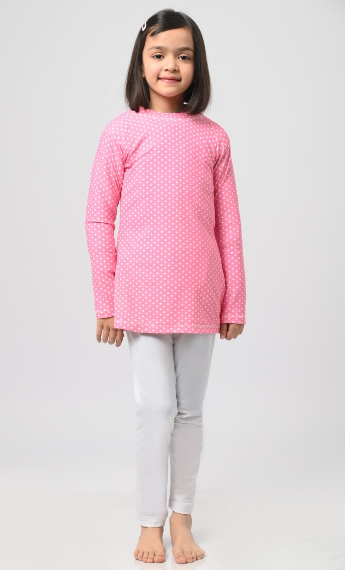 Modest Girl's Polka Dot Printed Swimsuit - 2Pc Set - EastEssence.com