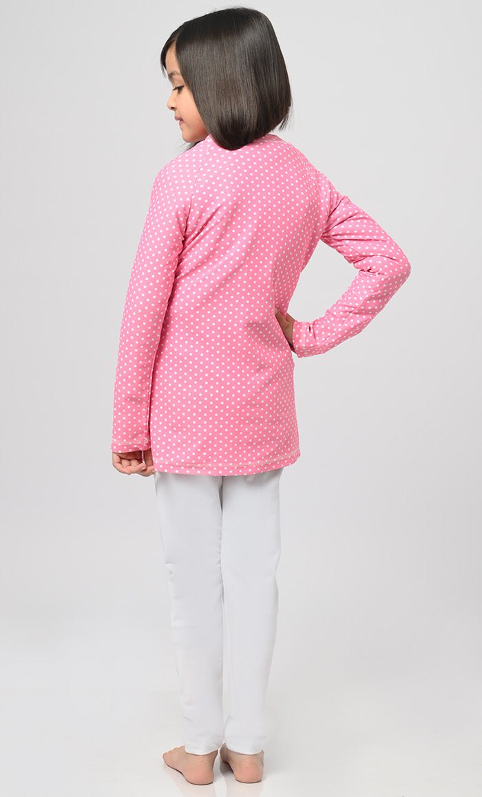 Modest Girl's Polka Dot Printed Swimsuit - 2Pc Set - EastEssence.com