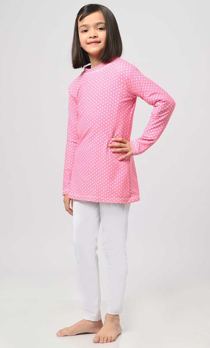 Modest Girl's Polka Dot Printed Swimsuit - 2Pc Set - EastEssence.com