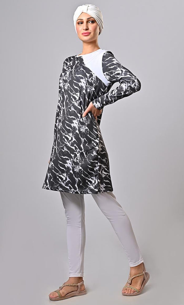 Modest Glacier Stone Printed Swim Wear (3Pc Set) - EastEssence.com