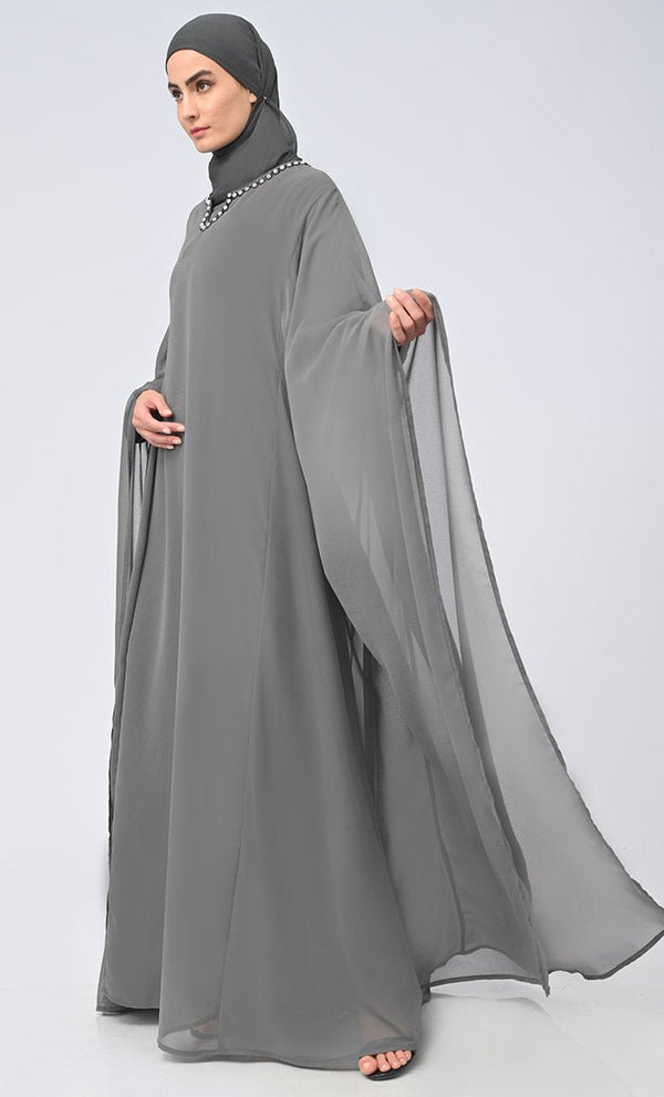 Modest Islamic Beads Embroidered Prayer Dress For Women (2Pc+H) - EastEssence.com