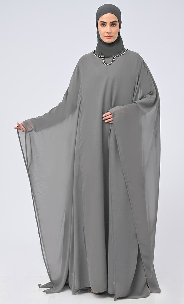 Modest Islamic Beads Embroidered Prayer Dress For Women (2Pc+H) - EastEssence.com