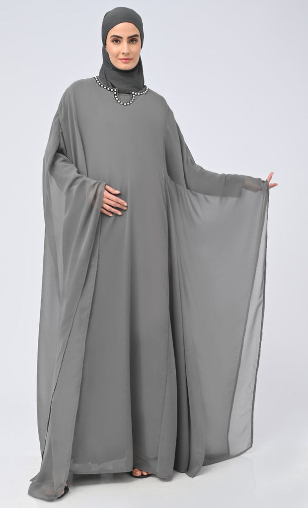Modest Islamic Beads Embroidered Prayer Dress For Women (2Pc+H) - EastEssence.com