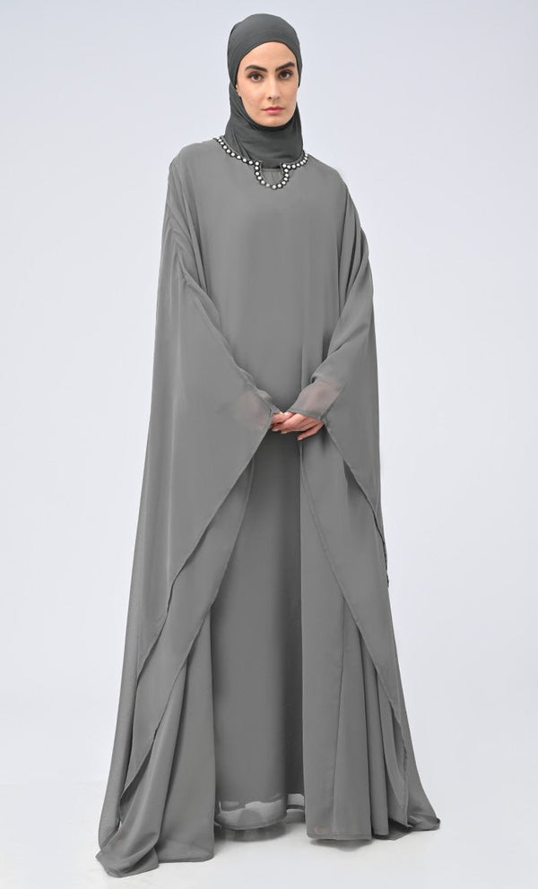 Modest Islamic Beads Embroidered Prayer Dress For Women (2Pc+H) - EastEssence.com