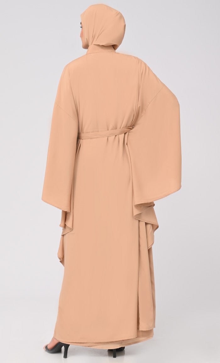 Modest Islamic Button Down Kaftan Abaya With Matching Hijab - EastEssence.com