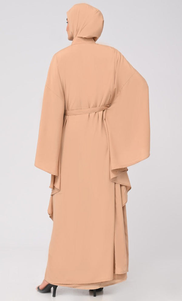 Modest Islamic Button Down Kaftan Abaya With Matching Hijab - EastEssence.com
