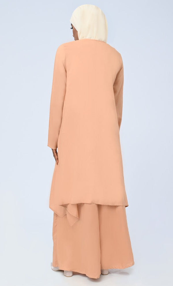 Modest Islamic Hand Work Embroidered Set With Hijab And Pockets - EastEssence.com