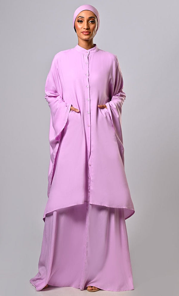 Modest Islamic Loose Comortable Rayon Button Down Abaya