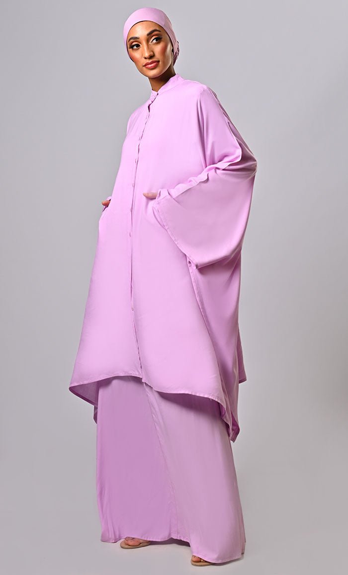 Modest Islamic Loose Comortable Rayon Button Down Abaya