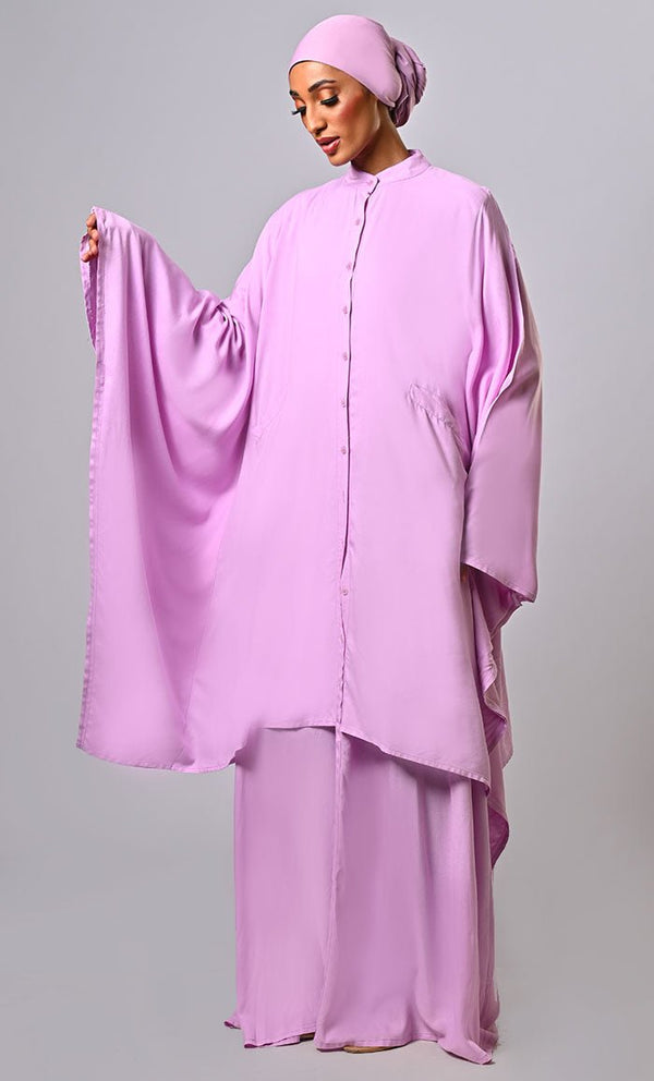 Modest Islamic Loose Comortable Rayon Button Down Abaya
