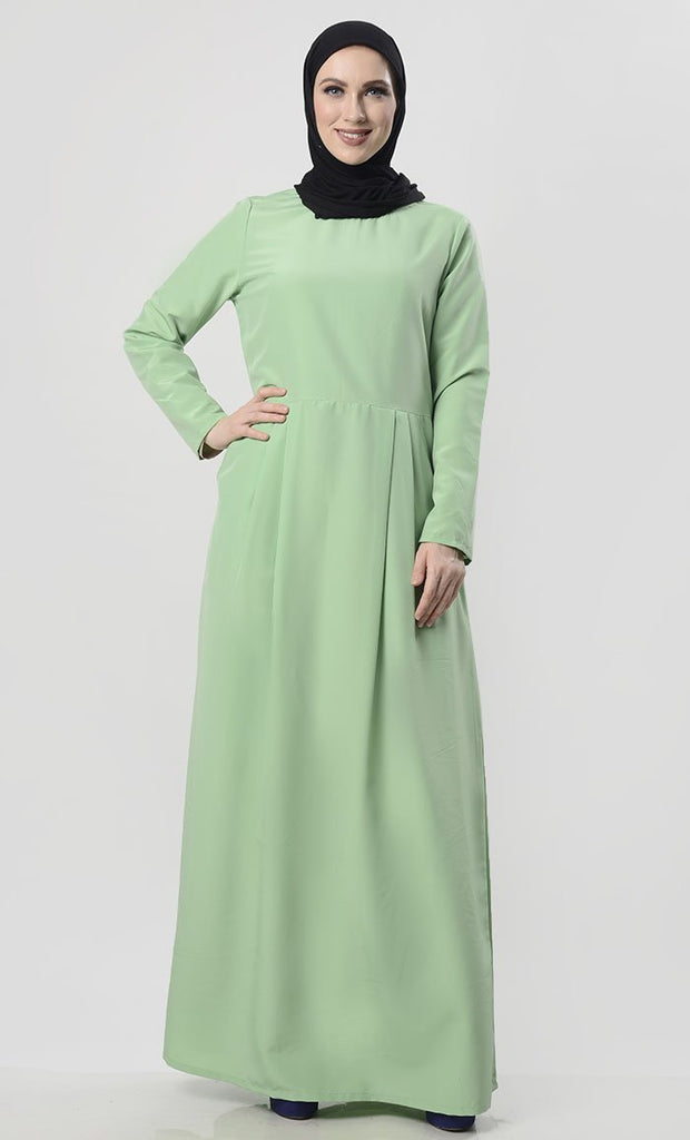 Modest Pleated Abaya With Pockets - EastEssence.com