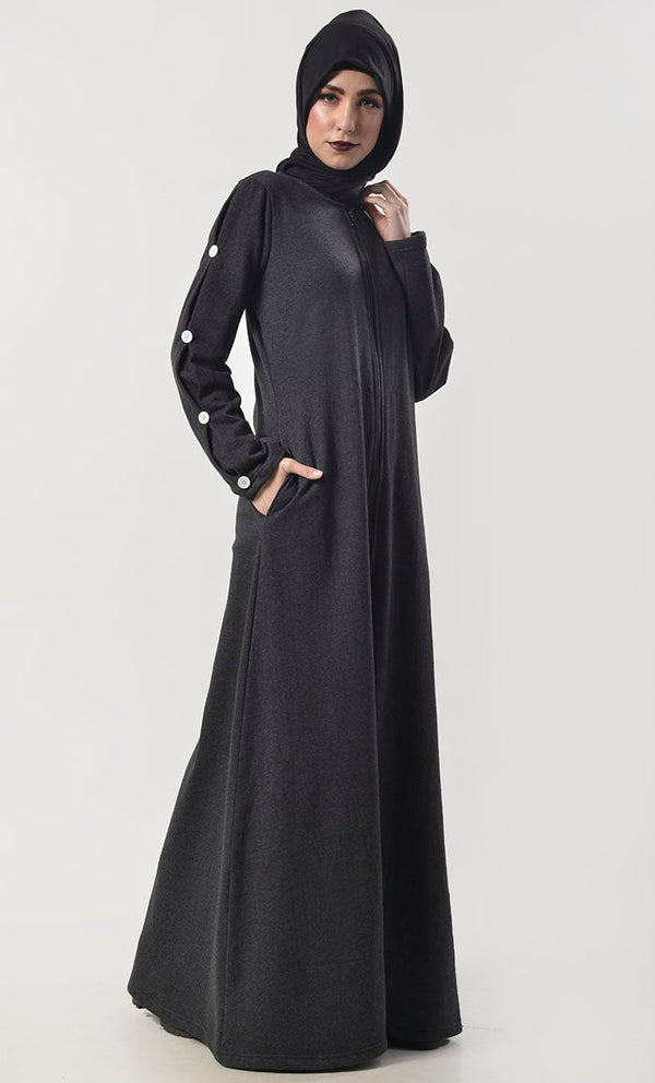 Modest Super Warm Fleece Abaya With Pockets - EastEssence.com