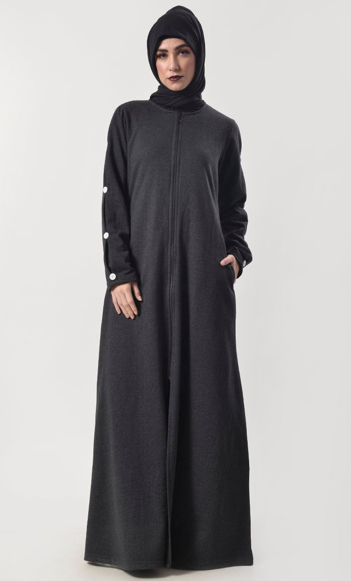 Modest Super Warm Fleece Abaya With Pockets - EastEssence.com