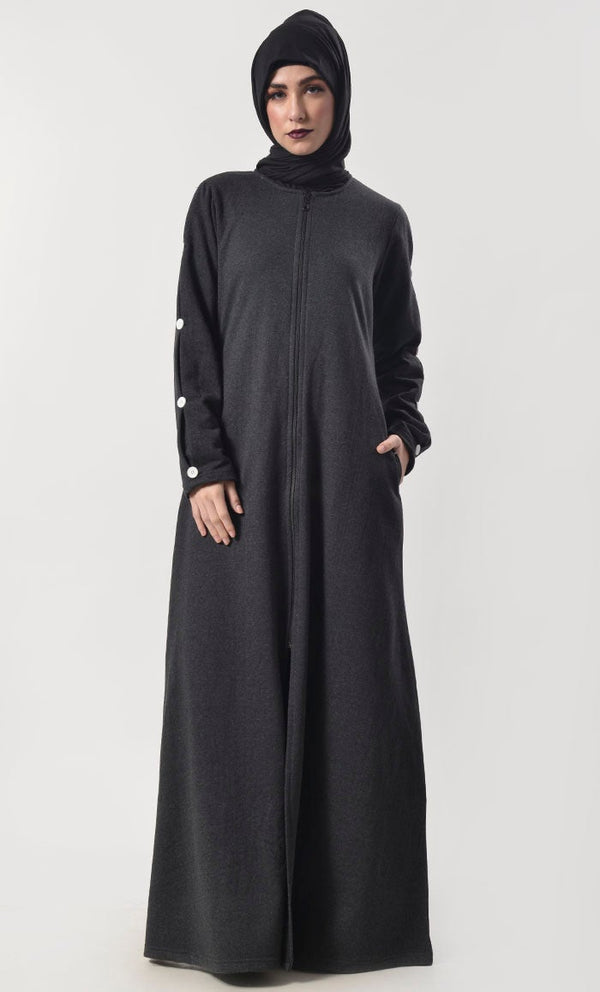 Modest Super Warm Fleece Abaya With Pockets - EastEssence.com