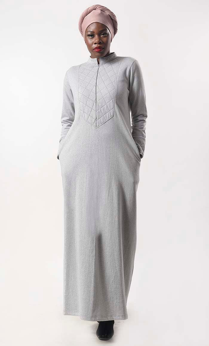 Abaya modeste en polaire ultra chaude avec poches