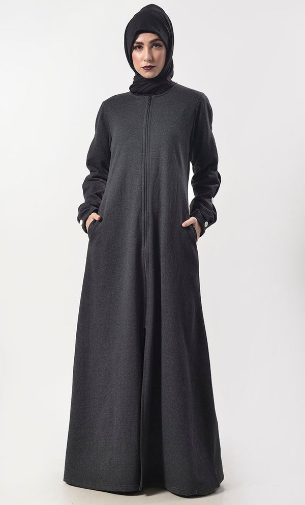 Modest Super Warm Fleece Abaya With Pockets - EastEssence.com