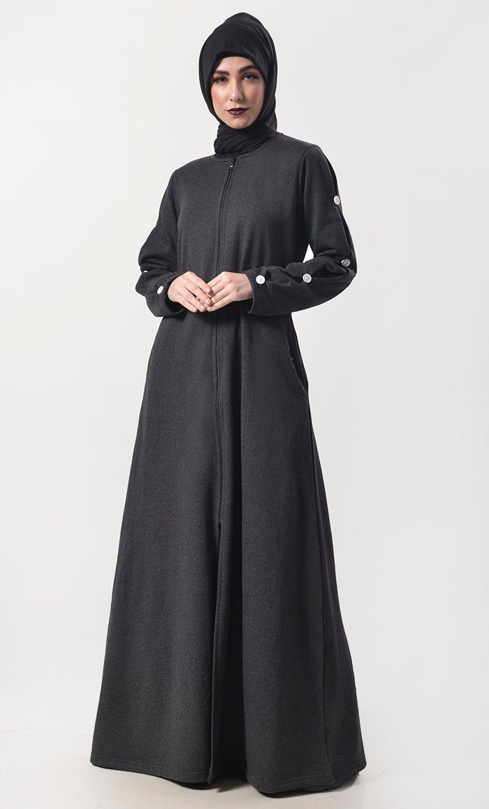 Modest Super Warm Fleece Abaya With Pockets - EastEssence.com