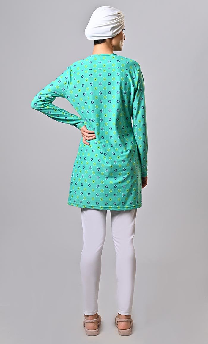 Modest Turquoisetangles Printed Swim Wear (3Pc Set) - EastEssence.com