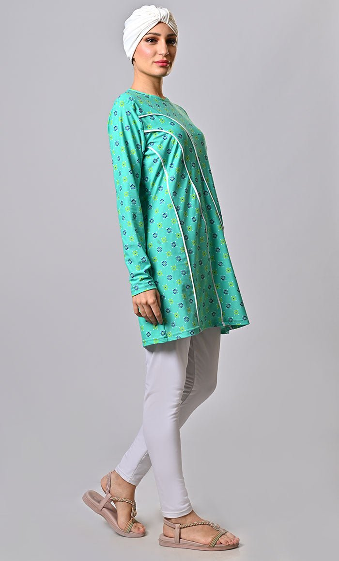 Modest Turquoisetangles Printed Swim Wear (3Pc Set) - EastEssence.com