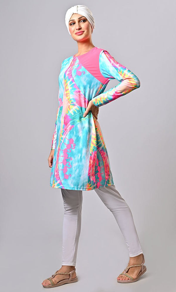Modest Water Resistant Printed Swim Wear