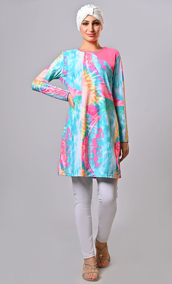 Modest Water Resistant Printed Swim Wear