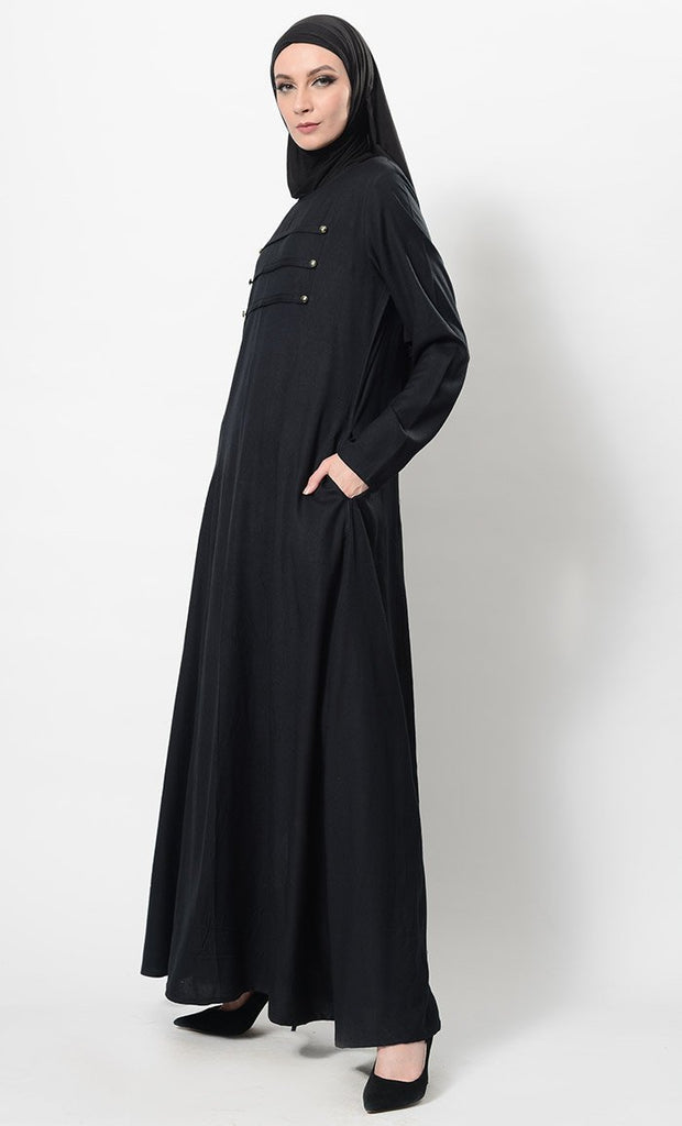 Buttons Detail Abaya Dress