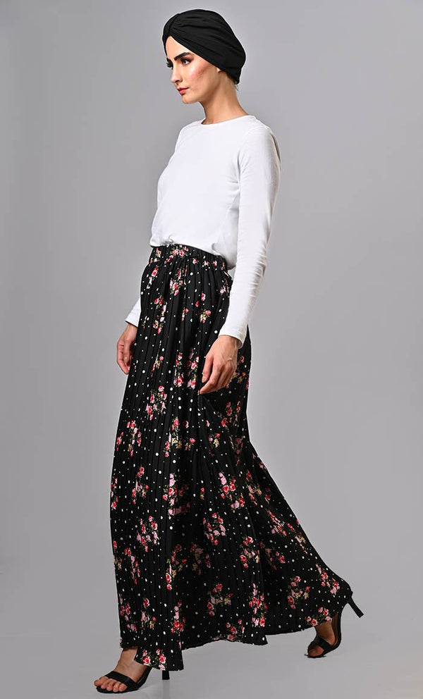 MODEST WOMEN PLEATED WIDE LEG PLAZO WITH POCKETS - EastEssence.com