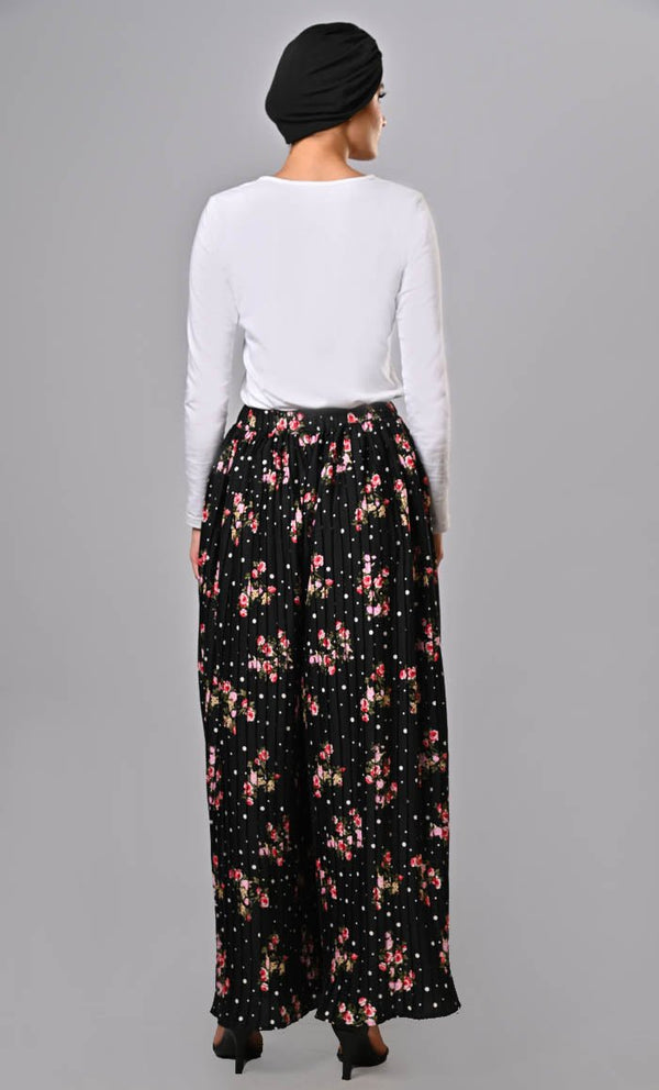 MODEST WOMEN PLEATED WIDE LEG PLAZO WITH POCKETS - EastEssence.com