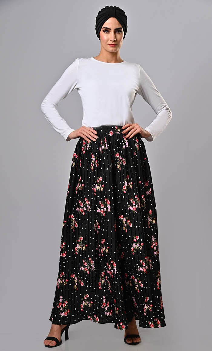 MODEST WOMEN PLEATED WIDE LEG PLAZO WITH POCKETS - EastEssence.com