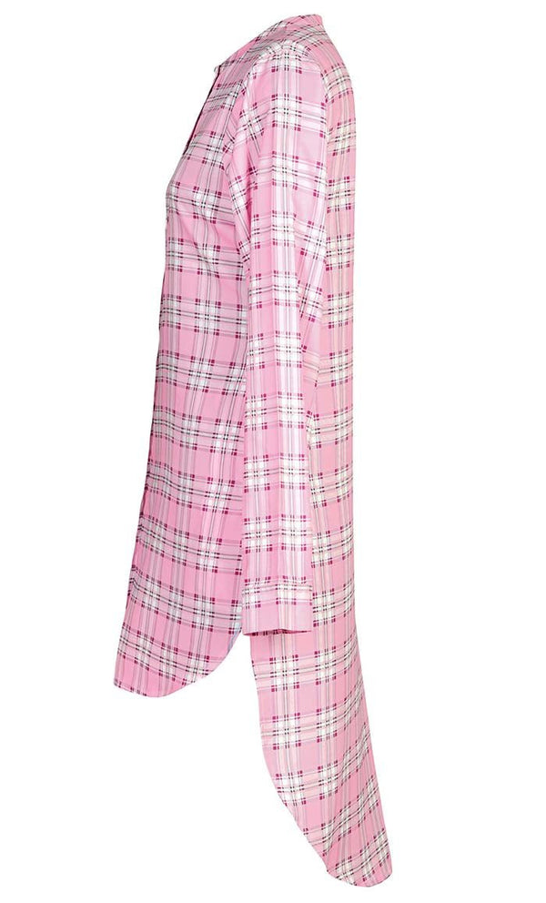 Moisture Wicking Crepe Check Printed Tunic With Pockets - EastEssence.com