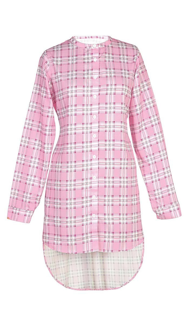 Moisture Wicking Crepe Check Printed Tunic With Pockets - EastEssence.com