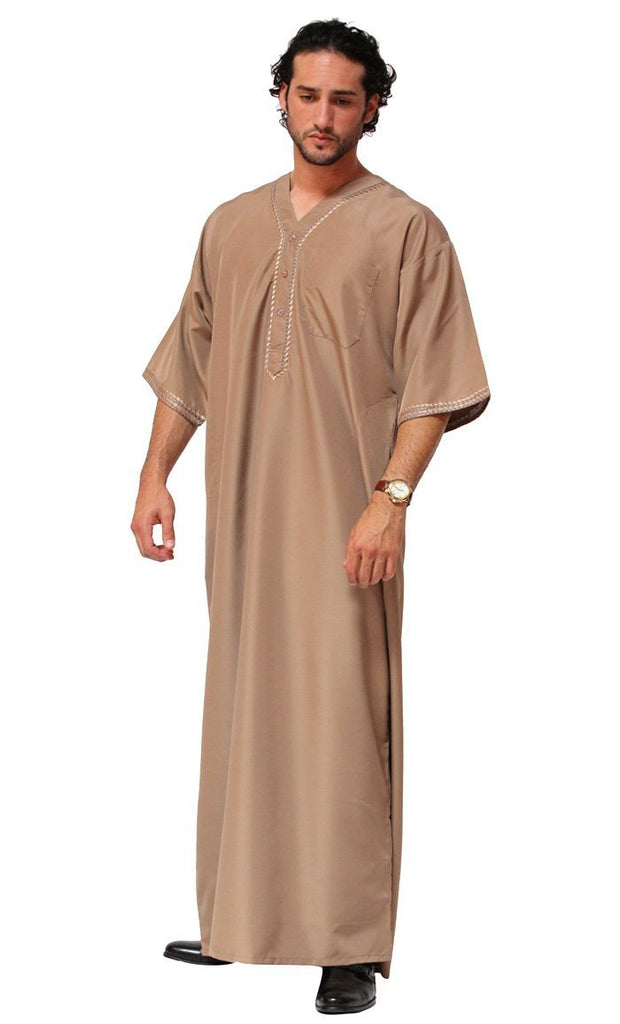 Moroccan style short sleeve mens thobe - EastEssence.com
