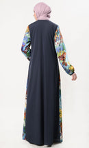 Multi-Colored Satin Abaya Dress - EastEssence.com