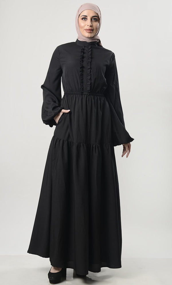 Multi-Tier Abaya With Pockets - EastEssence.com