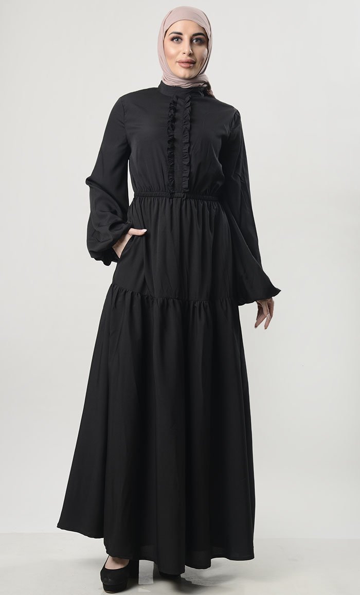 Multi-Tier Abaya With Pockets - EastEssence.com